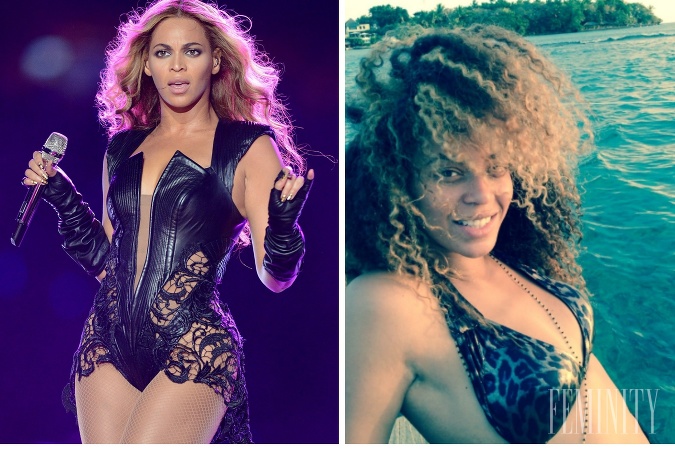 Popová kráľovná Beyoncé počas show (naľavo) a v súkromí (napravo)