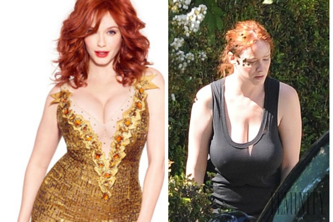 Americká herečka Christina Hendricks zachytená pred domom