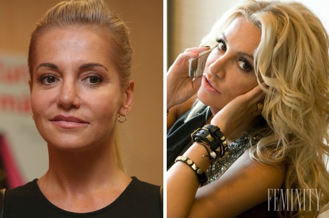 Dara Rolins s minimom mejkapu (vľavo) a s mejkapom (vpravo)