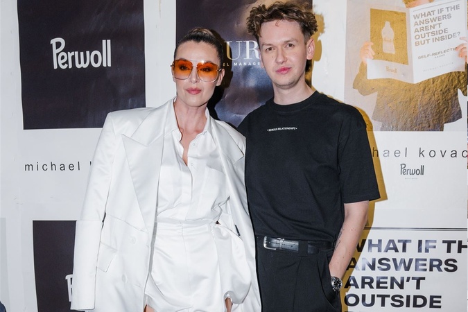 Česká modelka Iva Kubelková a návrhár Michael Kováčik