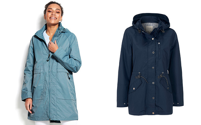 Parka vyzerá štýlovo a ochráni vás pred nepriazňou jarného počasia. (zľava: svetlomodrá parka Cellbes, 89,95 €; námornícky modrá parka, 69,95 €)